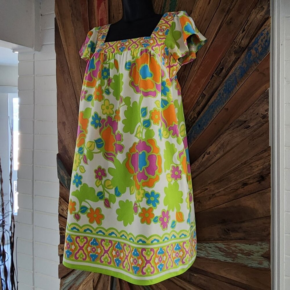 An Original Milly of New York floral print 100% silk free busted mini dress Sz 2